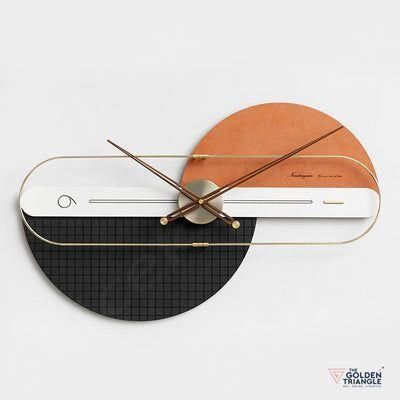 ساعت دیواری چوب و فلز مدرن با طراحی دکوراتیو
